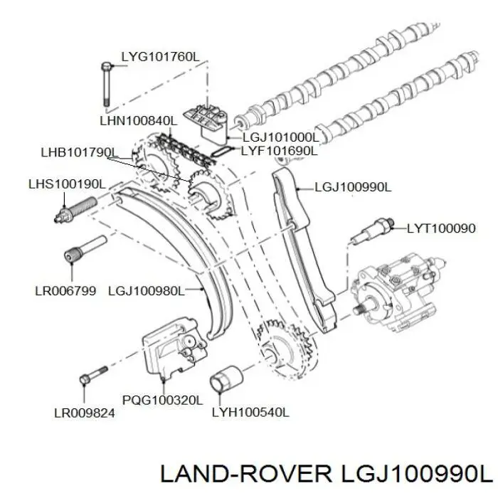 Tłumik drgań łańcucha rozrządu, lewy Land Rover LGJ100990L cena, od 59,39 USD