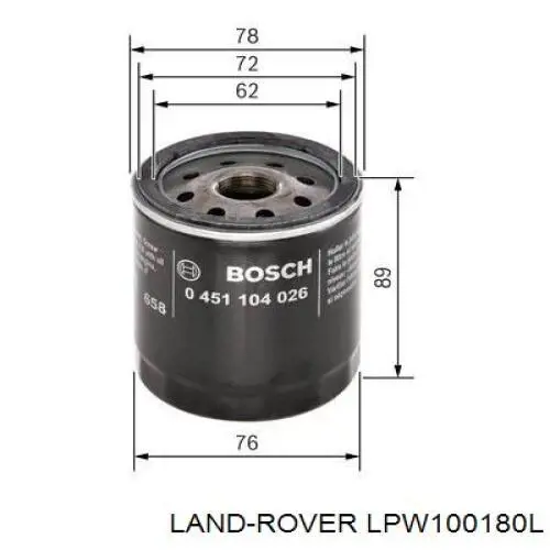 Filtr oleju LPW100180L Land Rover