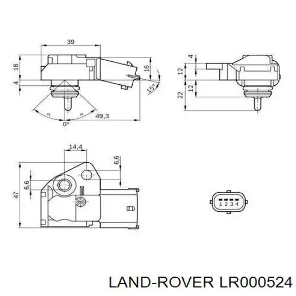Do koszyka LR015294 Land Rover Czujnik ciśnienia doładowania (powietrza w turbinę)