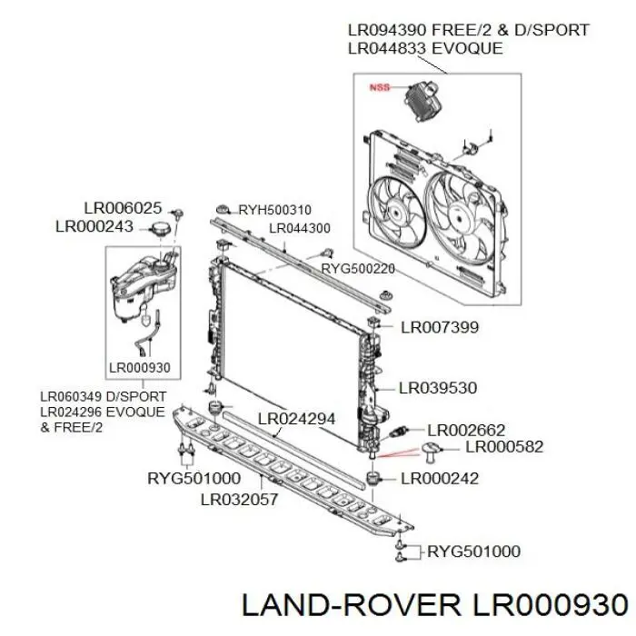 LR000930 Land Rover Czujnik poziomu płynu chłodzącego w zbiorniku
