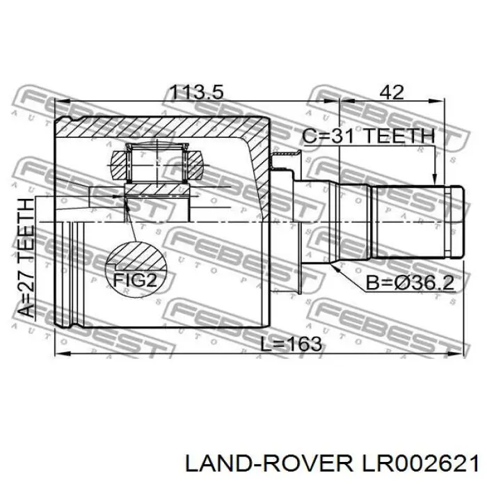 Półoś napędowa przednia lewa Land Rover LR002621 cena, od 158,34 USD