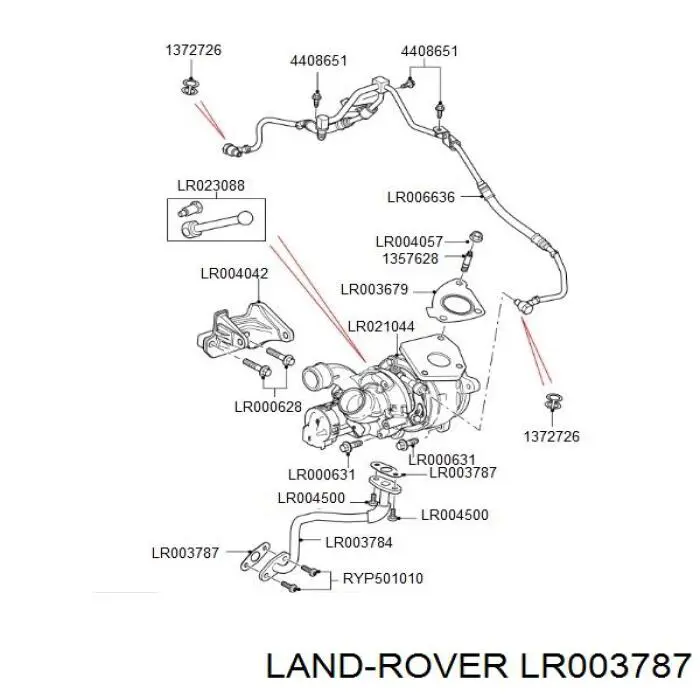 LR003787 Land Rover Uszczelka przewodu spływu oleju z turbiny