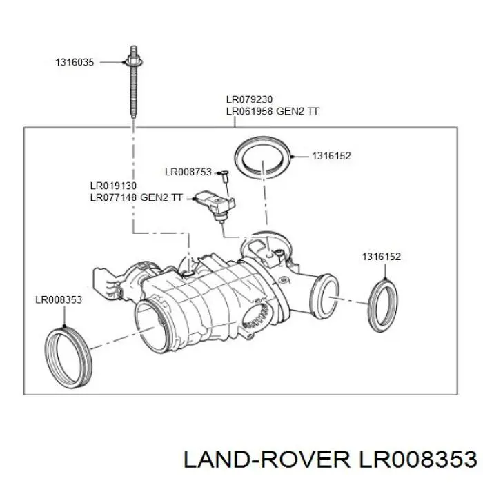 LR008353 Land Rover Uszczelka przepustnicy