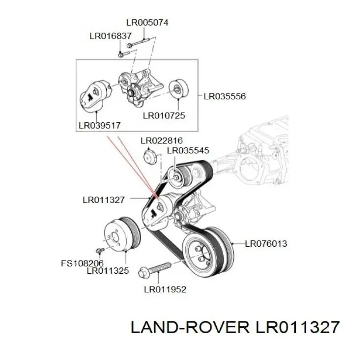 Pas napędowy mechanizmów Land Rover LR011327 cena, od 56,84 USD
