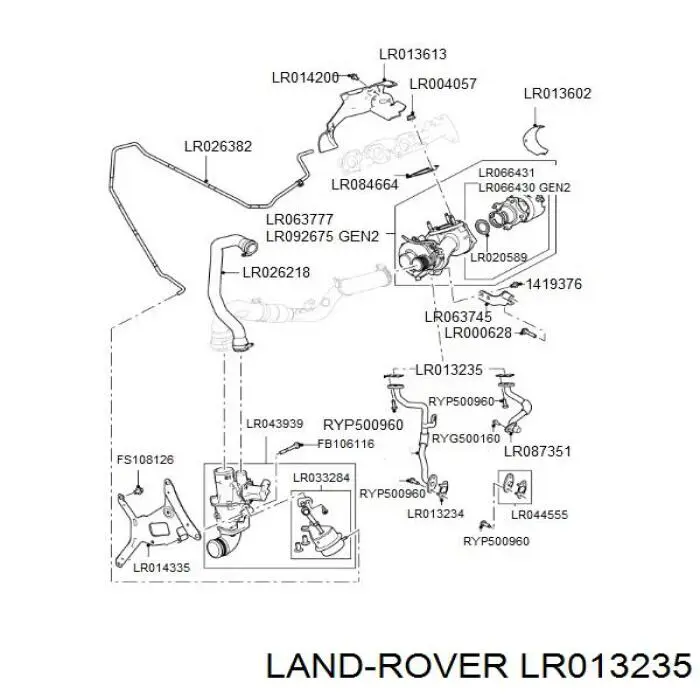 Uszczelka przewodu spływu oleju z turbiny Land Rover LR013235 cena, od 5,06 USD