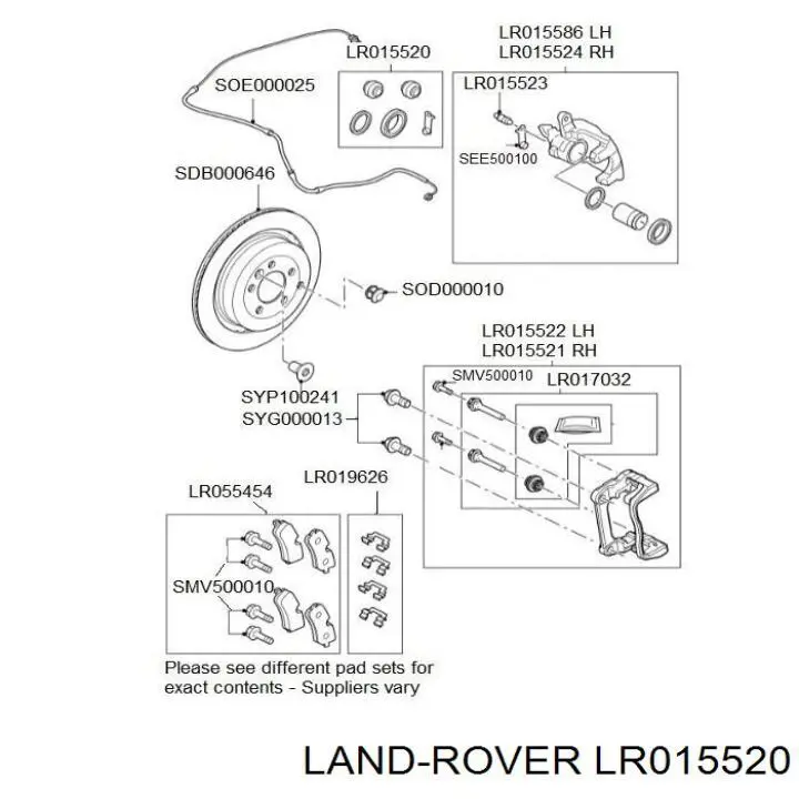LR015520 Land Rover Zestaw naprawczy zacisku hamulcowego tylnego