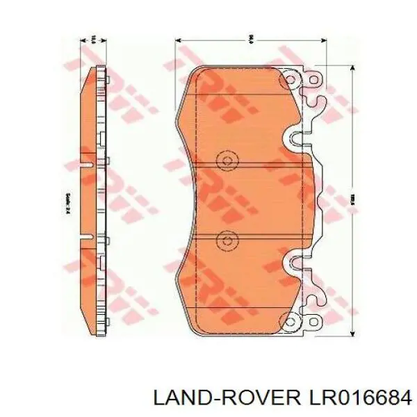 LR016684 Land Rover Klocki hamulcowe przednie tarczowe