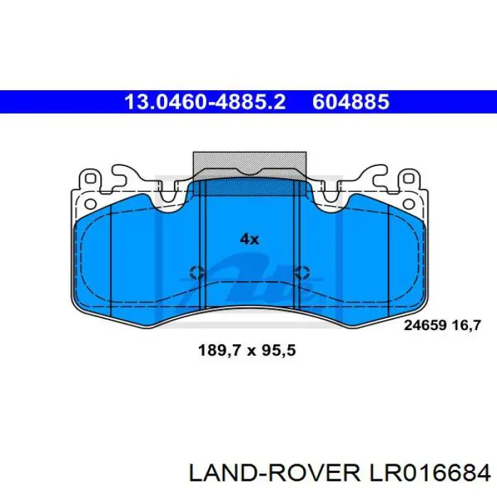 Klocki hamulcowe przednie tarczowe Land Rover LR016684 cena, od 48,24 USD