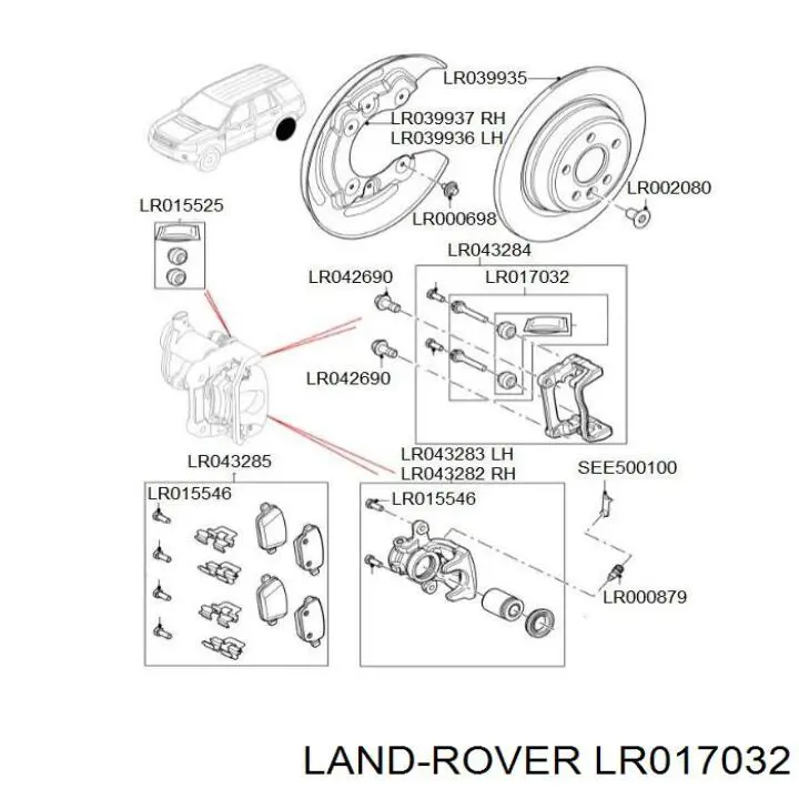 Zestaw naprawczy zacisku hamulcowego tylnego Land Rover LR017032 cena, od 18,11 USD