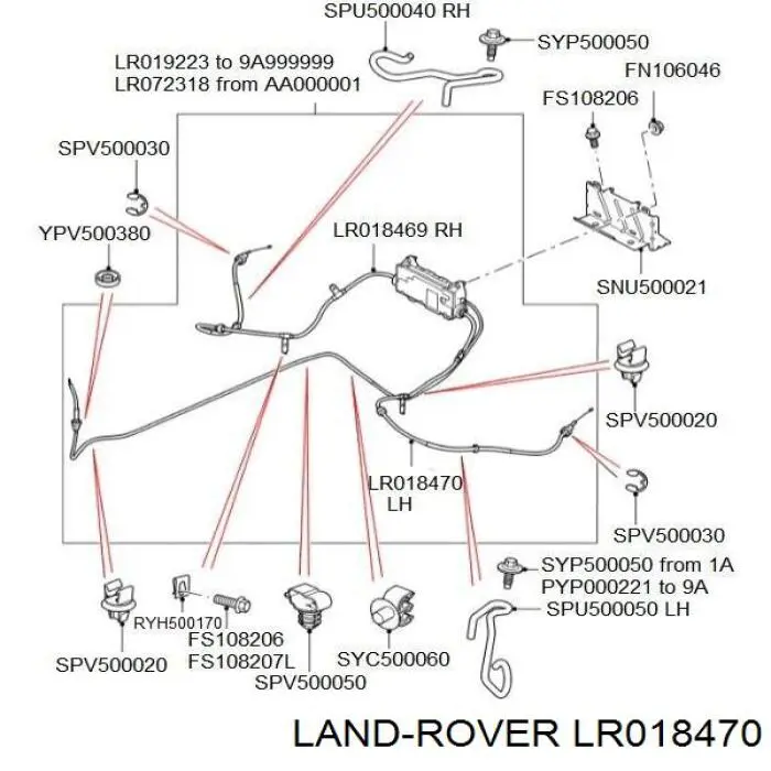 Linka hamulca ręcznego tylna lewa Land Rover LR018470 cena, od 118,58 USD