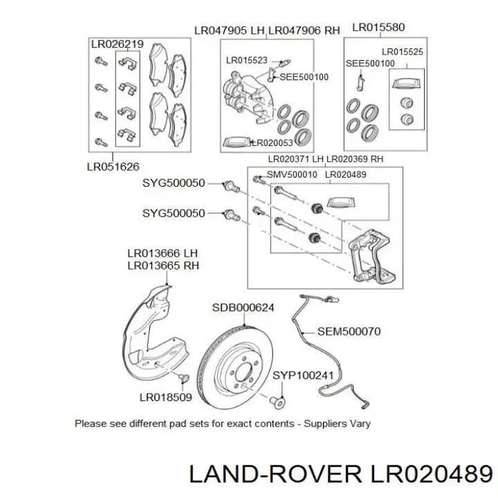 LR020489 Land Rover Prowadnica zacisku przedniego