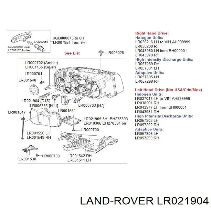 Żarówka ksenonowa Land Rover LR021904 cena, od 41,24 USD