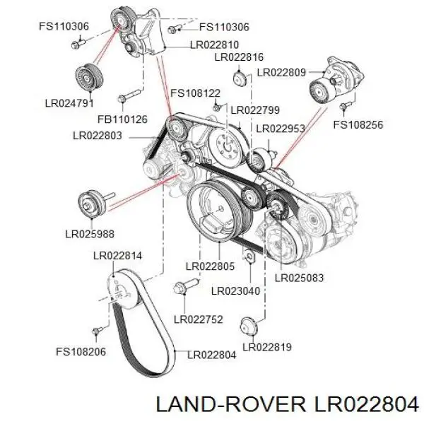 Pas napędowy mechanizmów Land Rover LR022804 cena, od 33,55 USD