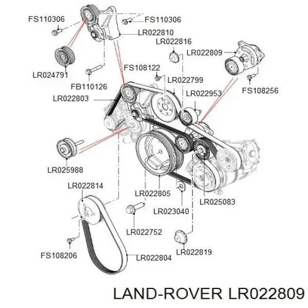 Napinacz paska napędowego Land Rover LR022809 cena, od 141,72 USD