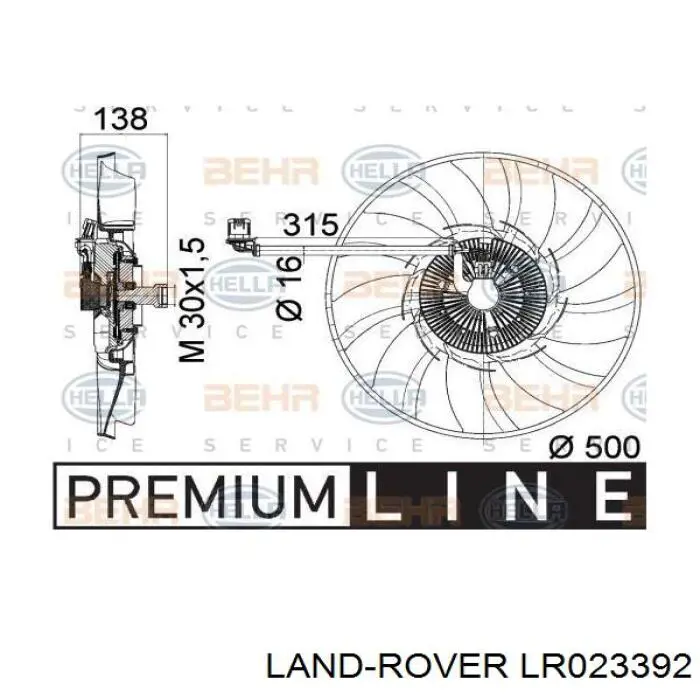 Wentylator elektryczny układu chłodzenia kompletny (silnik+wirnik) Land Rover LR023392 cena, od 197,50 USD