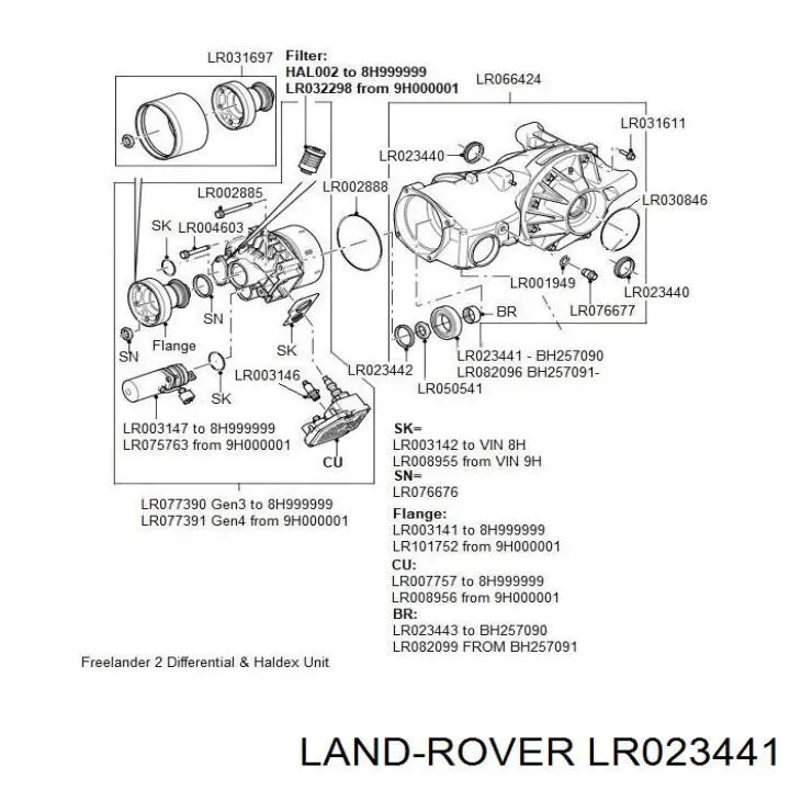 LR023441 Land Rover Łożysko końcówki mostu tylnego wewnętrzne