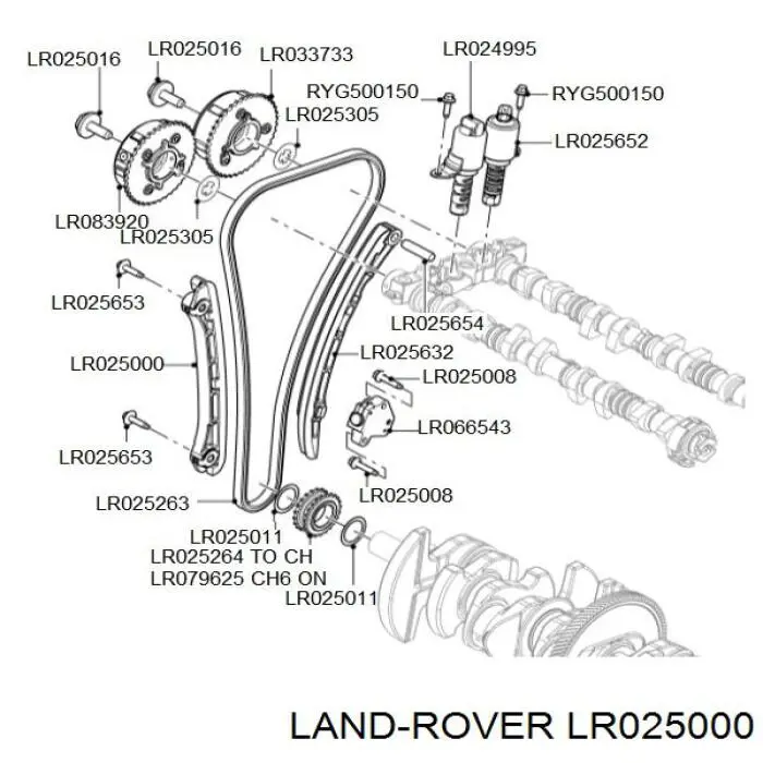 LR025000 Land Rover Tłumik drgań łańcucha rozrządu, lewy