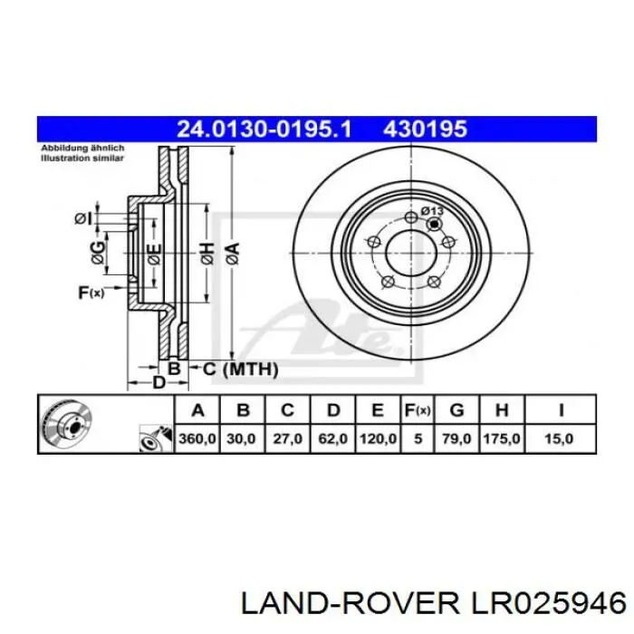 Tarcza hamulcowa przednia Land Rover LR025946 cena, od 97,81 USD