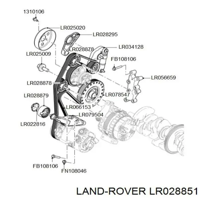 LR028851 Land Rover Pas napędowy mechanizmów