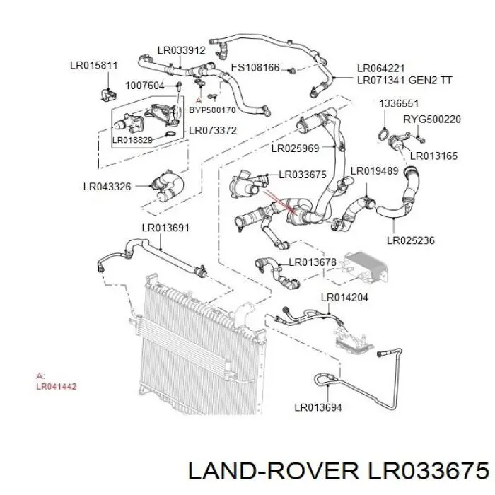 LR033675 Land Rover Obudowa termostatu