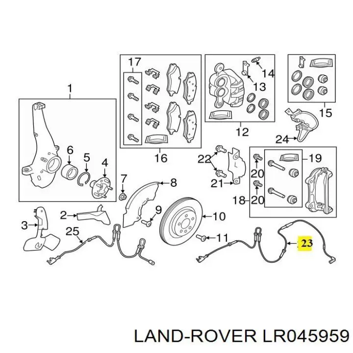 Do koszyka LR045959 Land Rover Czujnik zużycia klocków hamulcowych przedni