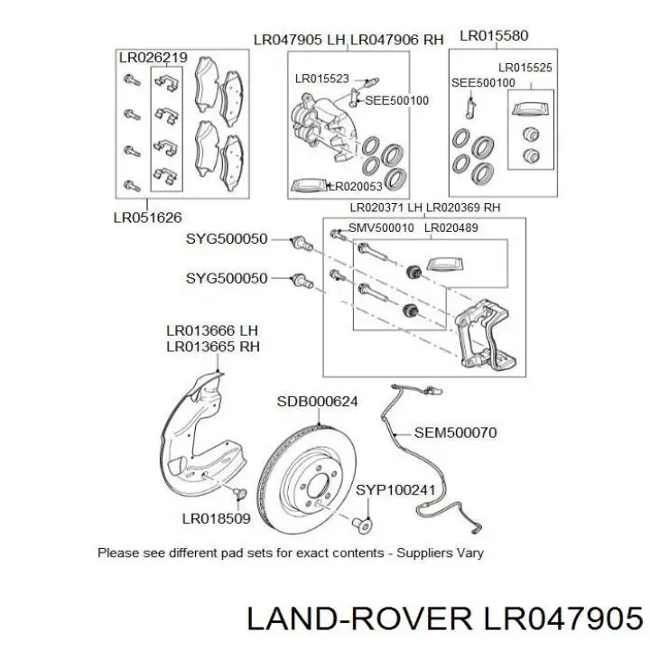 Zacisk hamulcowy przedni lewy Land Rover LR047905 cena, od 110,83 USD