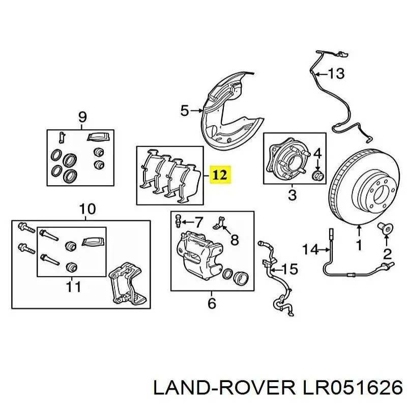 Klocki hamulcowe przednie tarczowe Land Rover LR051626 cena, od 50,44 USD