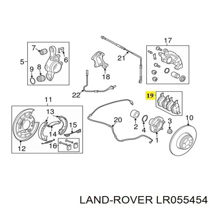 LR055454 Land Rover Okładziny (klocki) do hamulców tarczowych tylne