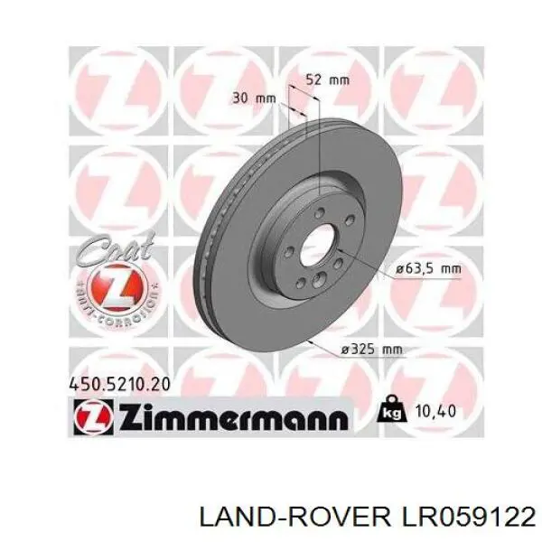 Do koszyka LR059122 Land Rover Tarcza hamulcowa przednia