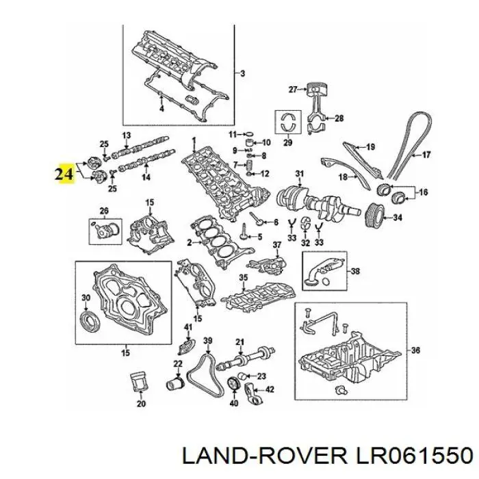LR061550 Land Rover Koło zębate walcowe wałka rozrządu wydechowego