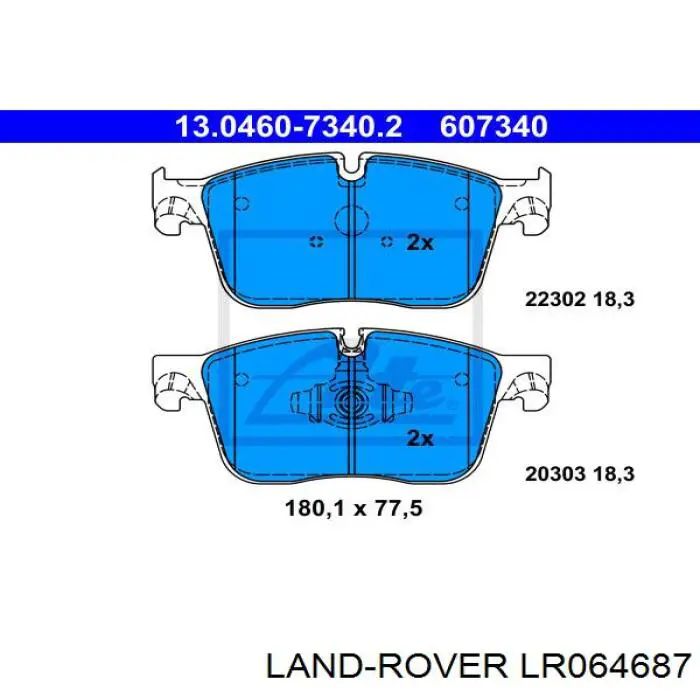 Klocki hamulcowe przednie tarczowe Land Rover LR064687 cena, od 58,18 USD