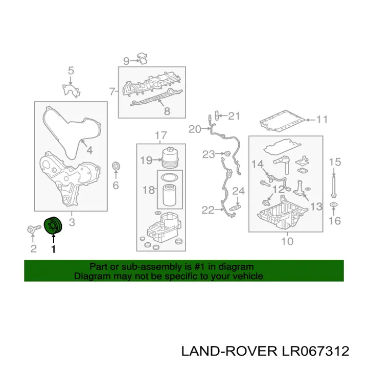 Koło pasowe wału korbowego Land Rover LR067312 cena, od 95,34 USD