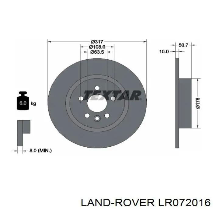 Tarcza hamulcowa tylna Land Rover LR072016 cena, od 78,97 USD
