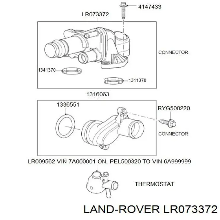 Obudowa termostatu Land Rover LR073372 cena, od 44,16 USD