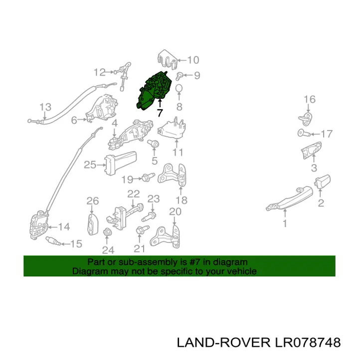 LR078748 Land Rover Zamek drzwi tylnych lewych