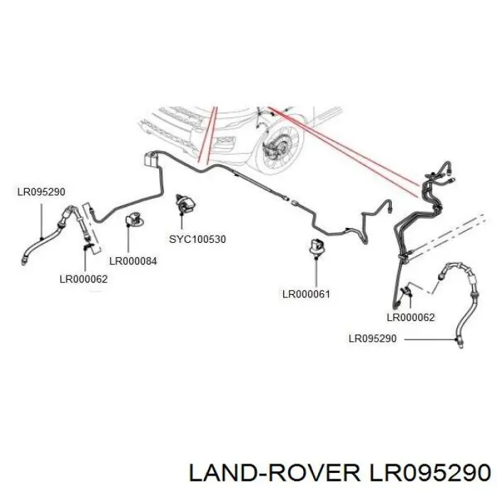 LR095290 Land Rover Przewód hamulcowy przedni