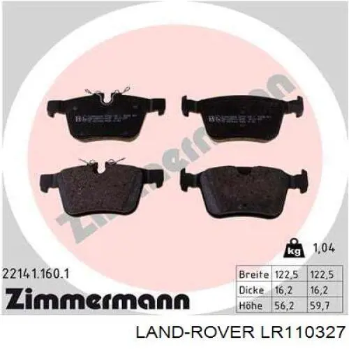 Okładziny (klocki) do hamulców tarczowych tylne Land Rover LR110327 cena, od 35,81 USD