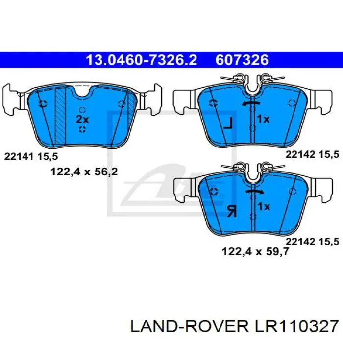 LR110327 Land Rover Okładziny (klocki) do hamulców tarczowych tylne