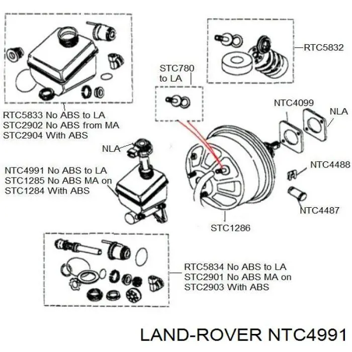 Główny cylinder hamulców Land Rover NTC4991 cena, od 119,75 USD