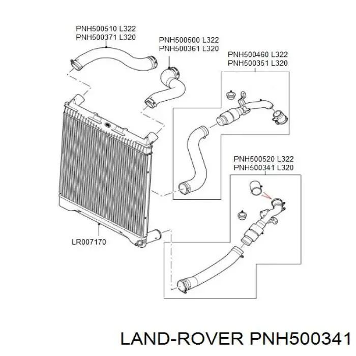 PNH500341 Land Rover Przewód (króciec) intercoolera