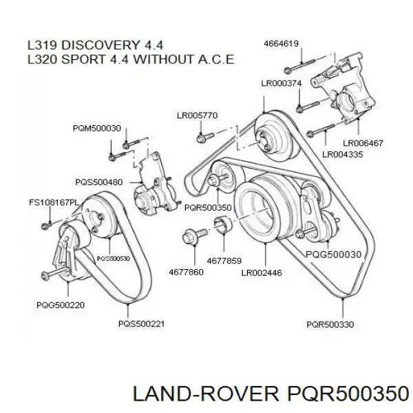 Do koszyka PQR500230 Land Rover Rolka napinacza paska napędowego