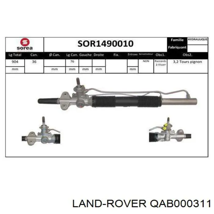Listwa kierownicza (maglownica) Land Rover 0843LH cena, od 171,96 USD