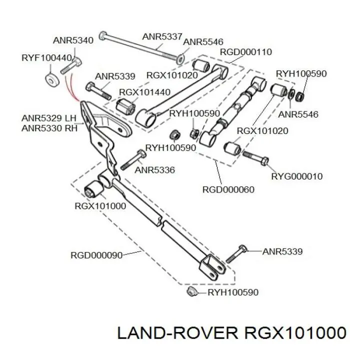 Silentblock tylnego wahacza podłużnego przedni Land Rover RGX101000 cena, od 14,67 USD