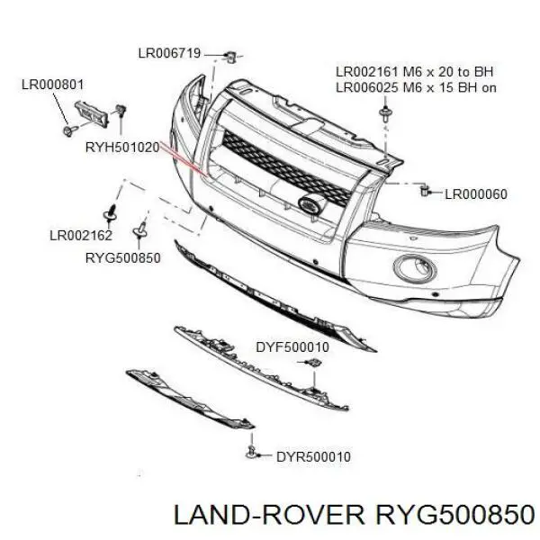 RYG500850 Land Rover Spinka mocowania zderzaka przedniego
