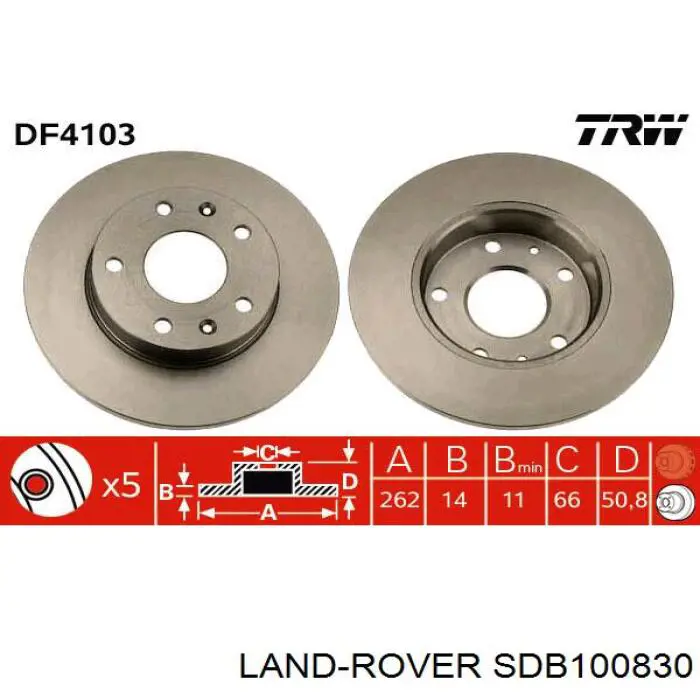 Tarcza hamulcowa przednia Land Rover SDB100830 cena, od 42,99 USD