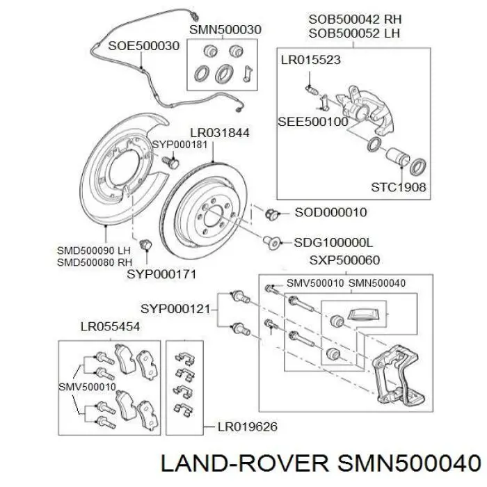 SMN500040 Land Rover Zestaw naprawczy zacisku hamulcowego tylnego