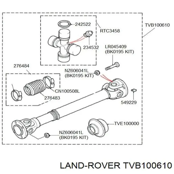 FRC8386 Land Rover Wał Cardana, do mostu przedniego