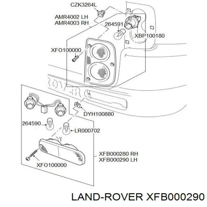 Lampa zespolona tylna lewa Land Rover Freelander I SUV (L314) (1997 - 2006) cena, od 171,35 USD