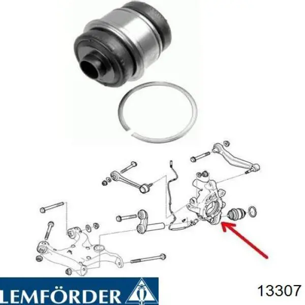 Do koszyka 13307 Lemforder Silentblock czopu tylnego