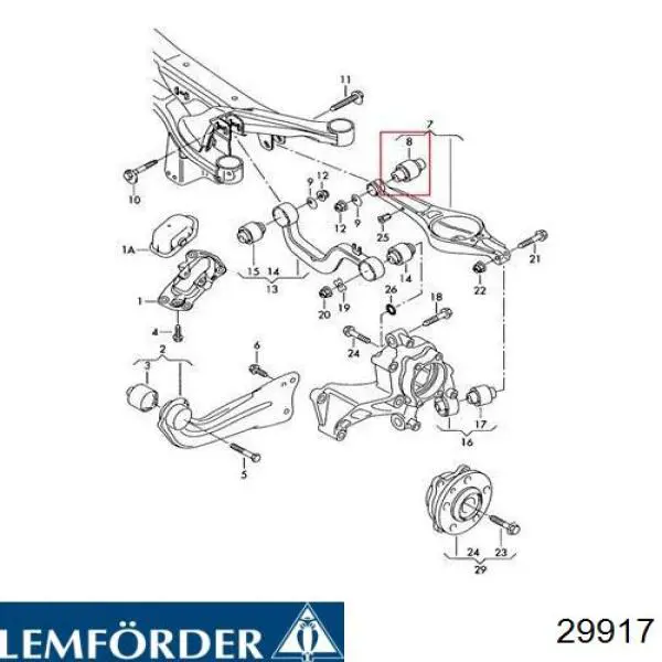 Do koszyka 29917 Lemforder Silentblock wahacza tylnego dolnego